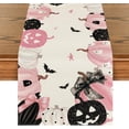 thumbnail image 1 of SM-XLHN Pink Jack-O-Lantern Pumpkin Bat Halloween Table Runner, Holiday Kitchen Dining Table Decoration for Indoor Outdoor Home Party Decor 13 x 72 Inch, 1 of 6