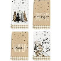 SM-XLHN Red Black Buffalo Plaid Snowman Xmas Trees Christmas Kitchen Towels Dish Towels, 18x26 Inch Daily Seasonal Winter Decoration Hand Towels Set of 4