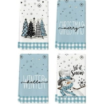 SM-XLHN Red Black Buffalo Plaid Snowman Xmas Trees Christmas Kitchen Towels Dish Towels, 18x26 Inch Daily Seasonal Winter Decoration Hand Towels Set of 4