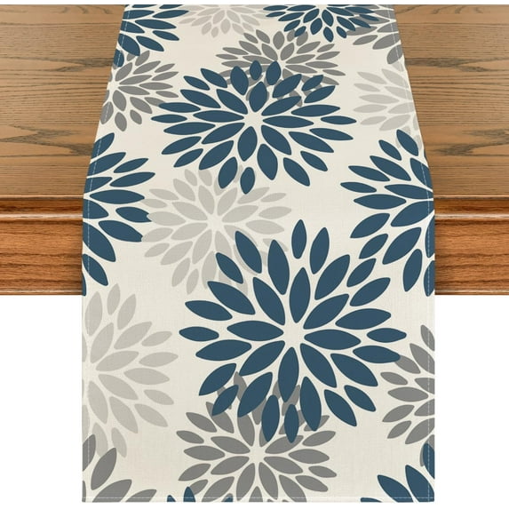 SM-XLHN Red Dahlia Floral Pinnata Memorial Day Table Runner, 4th of July Veterans Day Kitchen Dining Table Decoration for Home Party Decor 13x72 Inch