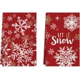 thumbnail image 1 of SM-XLHN Red Snowflake Let it Snow Christmas Kitchen Towels Dish Towels 18x26 Inch Xmas Home Kitchen Decorations Hand Towels Set of 2 Drying Dishcloth, 1 of 6