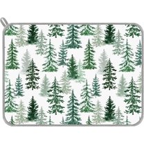SM-XLHN SM-XLHN Christmas Dish Drying Mat Watercolor Forest Pine Tree Absorbent Dish Drainer Protector Pad for Xmas Winter Kitchen Countertop Tableware Decor, 18 x 24 Inch, Green, AD4337