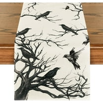 SM-XLHN Silhouette Tree Crows Halloween Table Runner, Branches Fall Kitchen Dining Table Decoration for Outdoor Home Party 13x36 Inch