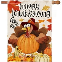 SM-XLHN Thanksgiving Flag 28 x 40 Double Sided, Thanksgiving Garden Flag for Outside, Yard Flags Turkey House Flags Happy Home Decor
