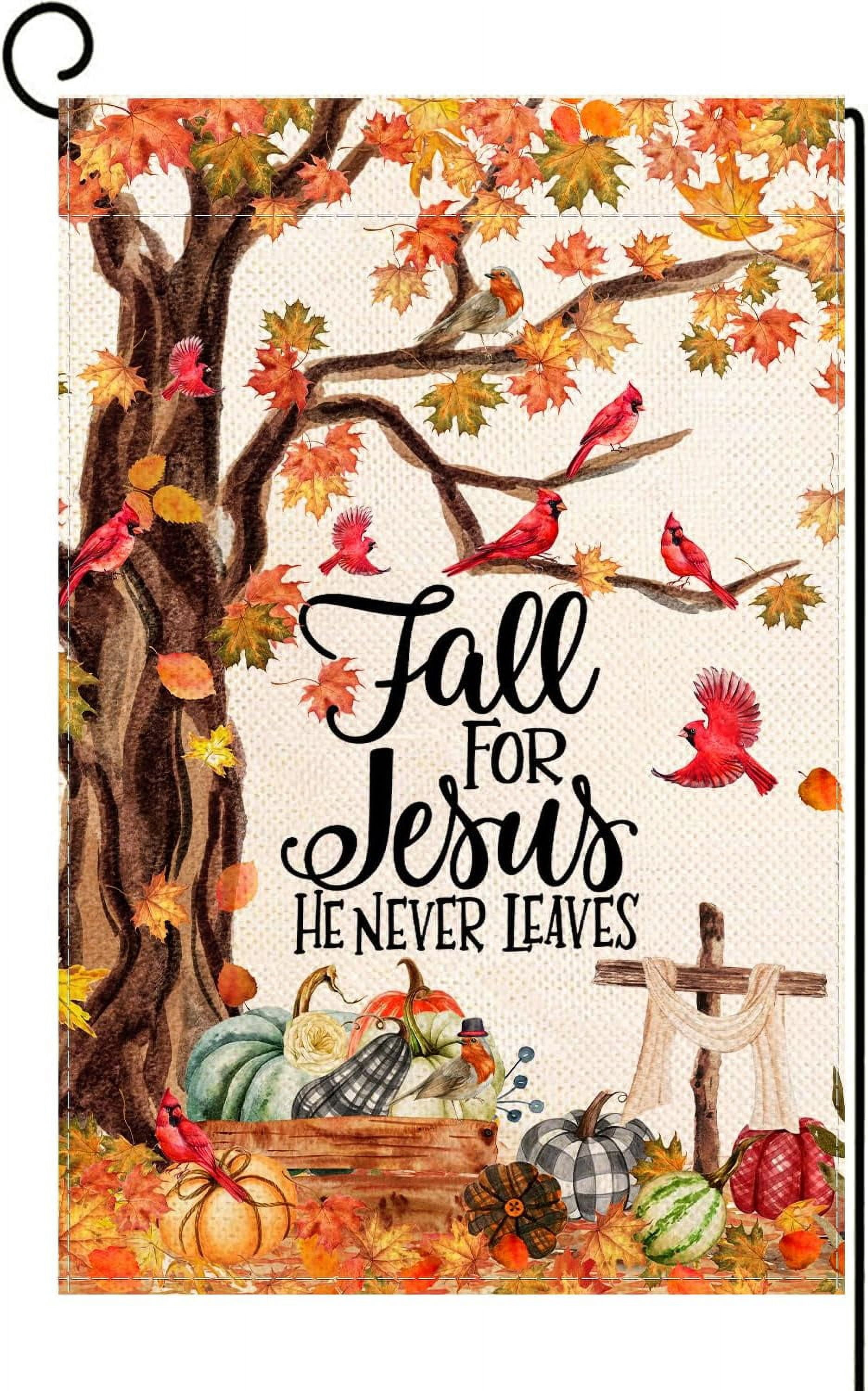 Jesus In Fall SM-XLHN Thanksgiving Jesus Garden Flag 12.5 x 18 Inch Double Sided Fall ...