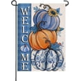 thumbnail image 1 of SM-XLHN Welcome Fall Blue Pumpkin Small Decorative Garden Flag, Autumn Plaid Check Sunflower Yard Lawn Outside Decor, Thanksgiving Seasonal Burlap Outdoor Home Decoration Double Sided 12 x 18, 1 of 6