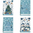 thumbnail image 1 of SM-XLHN Winter Snowmans Christmas Trees Bells Snowflakes Kitchen Towels Dish Towels 18x26 Inch Xmas Home Kitchen Decorations Hand Towels Set of 4 Drying Dishcloth, 1 of 6