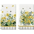 thumbnail image 1 of SM-XLHN Yellow Daisy Bees Eucalyptus Summer Kitchen Towels Dish Towels, 18x26 Inch Spring Farmhouse Flowers Decoration Hand Towels Set of 2, 1 of 6