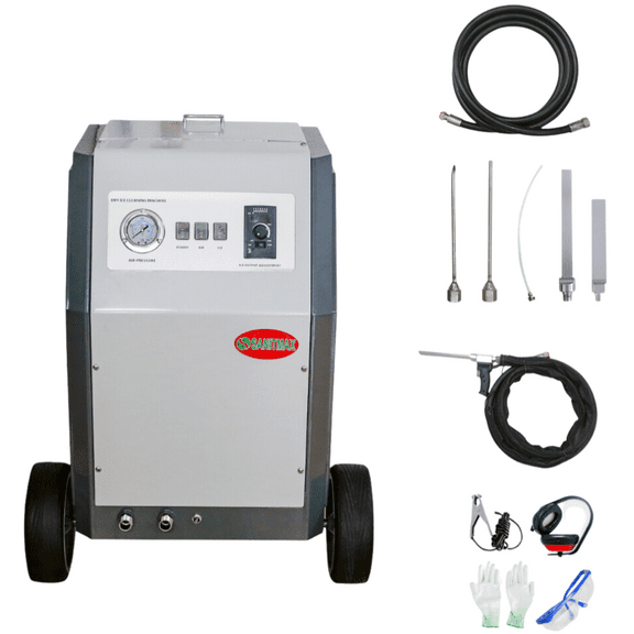 SM2000 Dry Ice Blasting Machine, 44 lbs Dry Ice Hopper, Hand Control Spray Gun Kit, 5 Nozzles