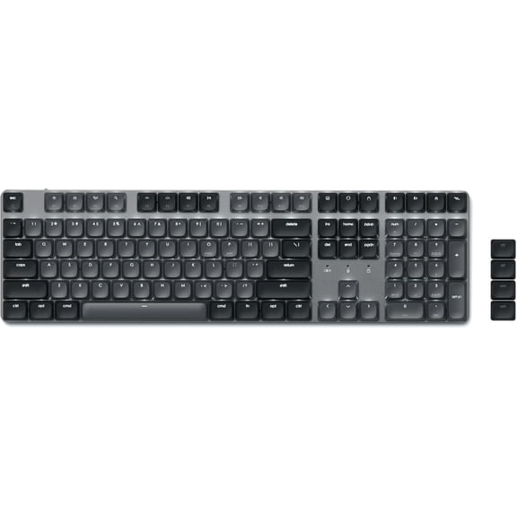SM3 Mechanical Keyboard for Mac and Windows, 108 Keys Full Size with White LED Backlit, Wired and Bluetooth for Mac and Windows - Dark Gray/Gray
