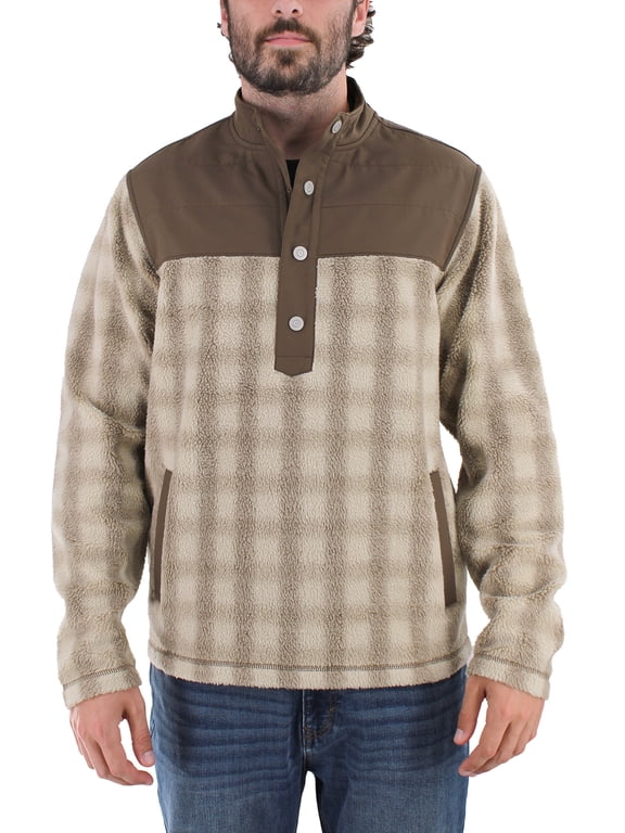 Bed Rock Fleece Pullover - Brown Buffalo Plaid, S-3XL