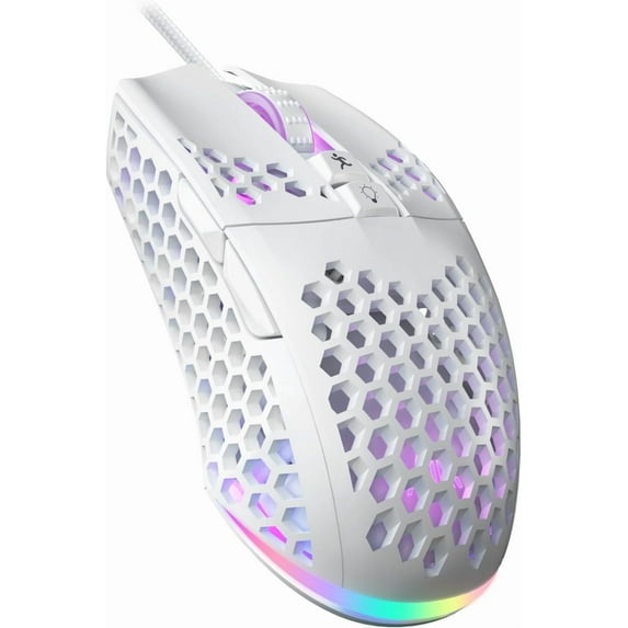 SM900 Gaming Mouse Wired with RGB,Adjustable 12800 DPI Wired Gaming Mouse with Side Buttons,Computer Mouse for Laptop/PC,White