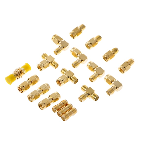 SMA Adapter Kit, 18pcs,SMA RP-SMA Adapter 90 Degree & Straight Coaxial Connector Gold Plated, for FPV Antennas, Radio, WiFi Router