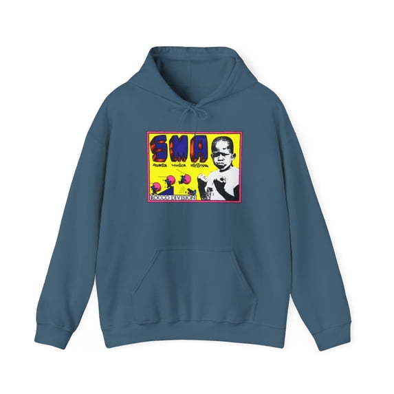 SMA Santa Monica Airlines Rocco Div Yellow Vintage Skate Hoodie Design - Indigo Blue / XL