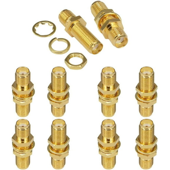 SMA Socket Connector SMA Female Bulkhead Connector SMA Panel Chassis Mount Connector SMA Female to Female Barrel Adapter Antenna Jack Adapter for Wireless LAN Device Coax Cable,etc Pack of 10