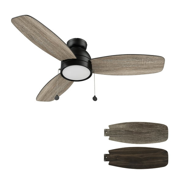 SMAAIR 48" 3 Blades Low Profile Ceiling Fan with Pull Chain and Light