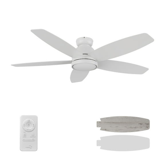 SMAAIR Povjeta 52" Flush Mount Ceiling Fan with Remote and Dimmable Light