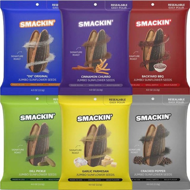 SMACKIN JUMBO SUNFLOWER SEEDS VARIETY PACK 6pk/4.0oz