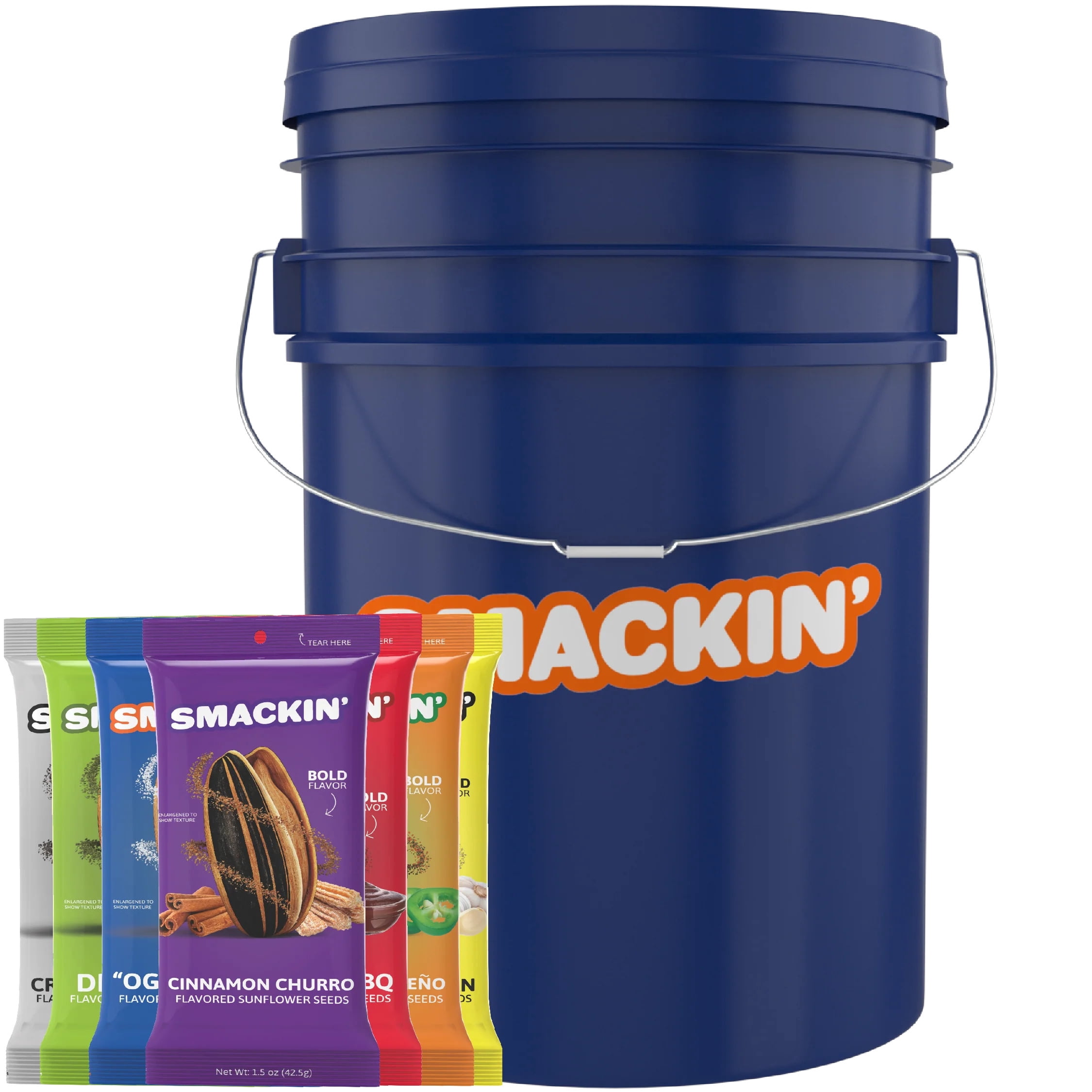 SMACKIN' Jumbo Roasted Sunflower Seeds Flavored Sampler Pack, 1.5oz Single Serve Bag, 6 Pack