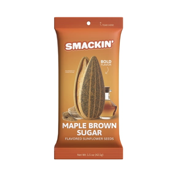 SMACKIN' Sunflower Seeds, Roasted Jumbo Small-Batch, American Made - Maple Brown Sugar. 1.5oz bags (36 Pack)