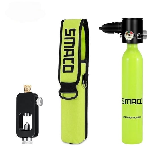 SMACO Mini Scuba Tank 0.5L Portable Small Diving Tank for Underwater Breathing Reusable Diving Cylinder up to 10 Minutes Dive Time Lung Diving Tank Emergency Rescue Pony Bottle
