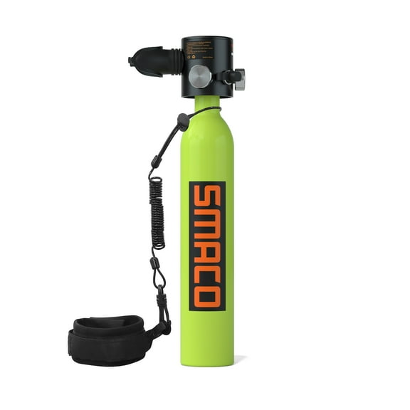 SMACO S300PLUS Mini Scuba tank 0.5L Oxygen Tank Support About 10 Minutes Underwater Breathing Portable Diving Tank Kit for Underwater Exploration,Green