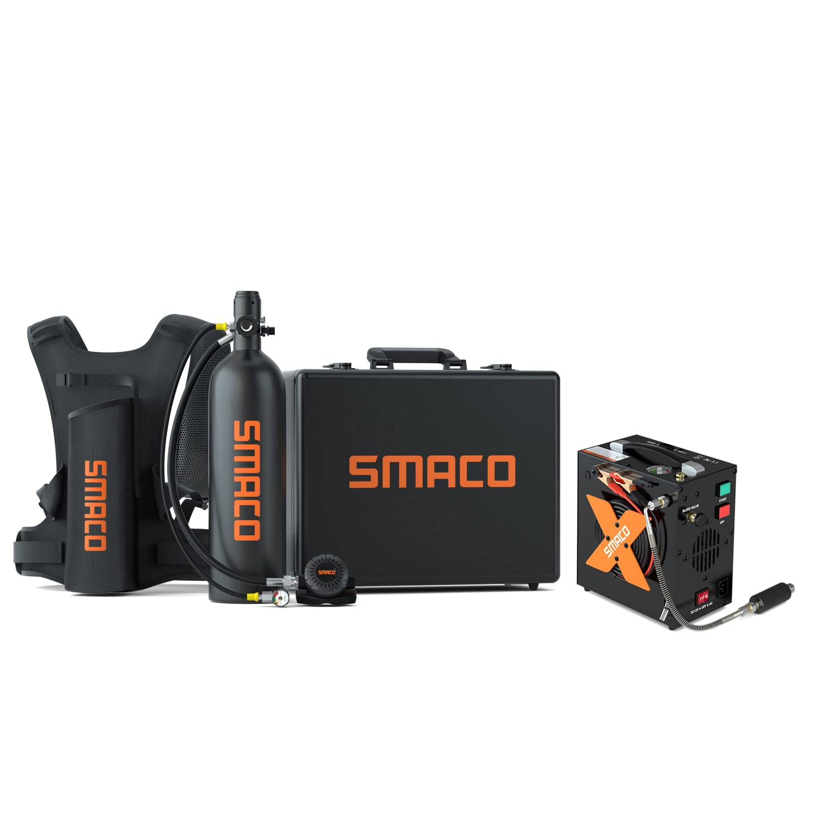 SMACO S700 Mini Scuba Tank 1.9L Portable 2530 Minutes Backup Diving