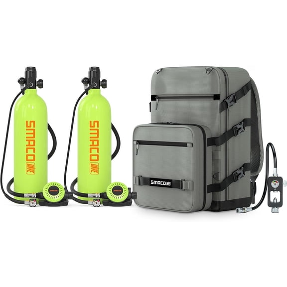 SMACO S700 Plus Mini Scuba Tank, 2-Pack 1.9L Portable Diving Lung Air Tank