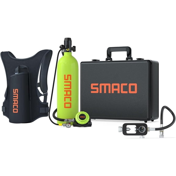 SMACO Scuba Tank 2L Scuba Tank S700PLUS Oxygen Diving Tank Diving Equipment for Underwater Exploration,Green