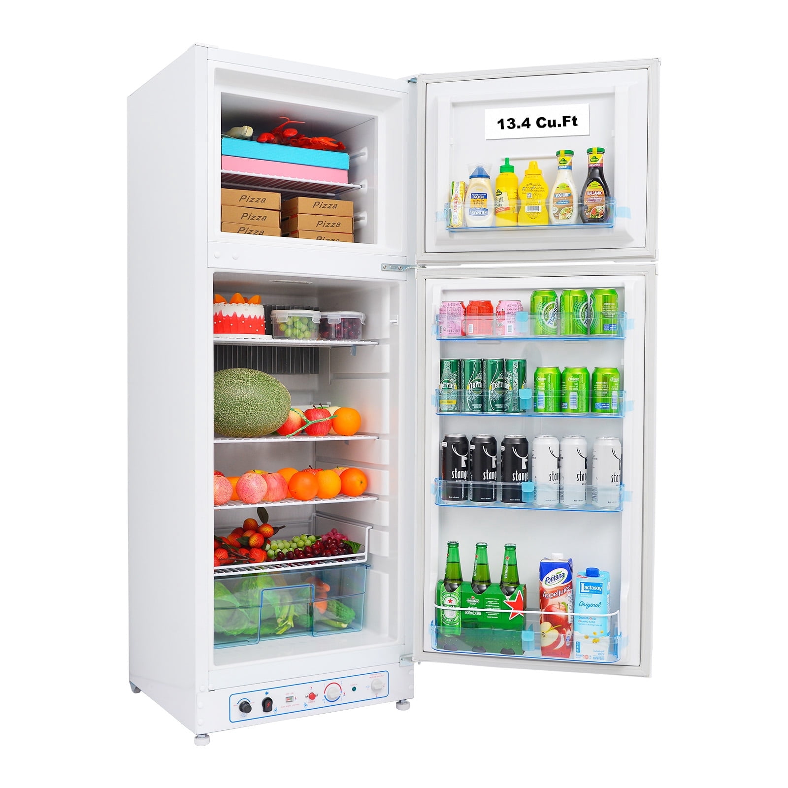 SMAD 13.4 Cu ft 64.2 in Height Propane Refrigerator Top Freezer, Gas 110v/LPG Top Mount, Kitchen Garage RV off-Grid