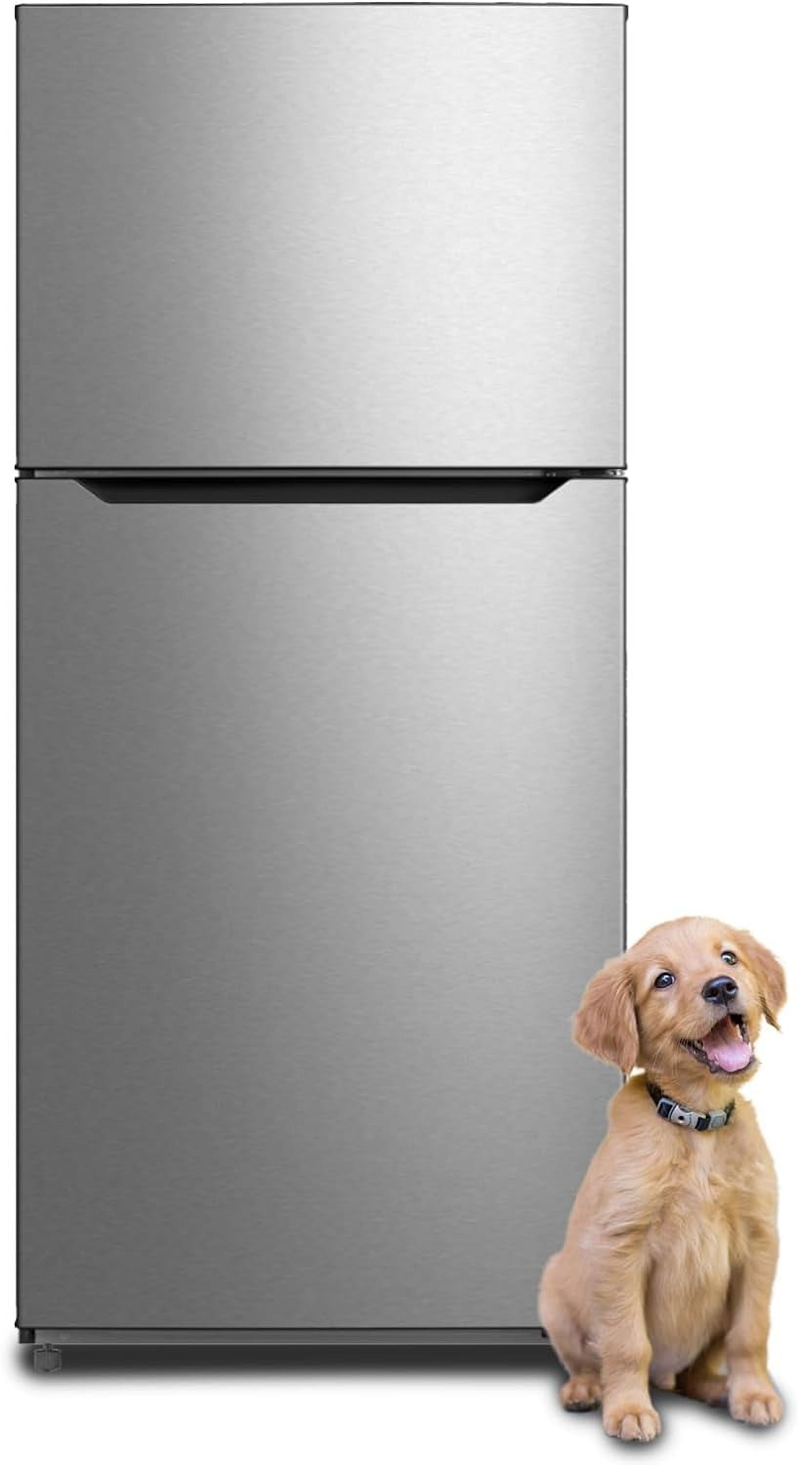 SMAD 13.9 Cu ft Top Freezer Refrigerator, Full Size 28 in.W Frost Free LED Light, Reversible Door, Stainless Steel
