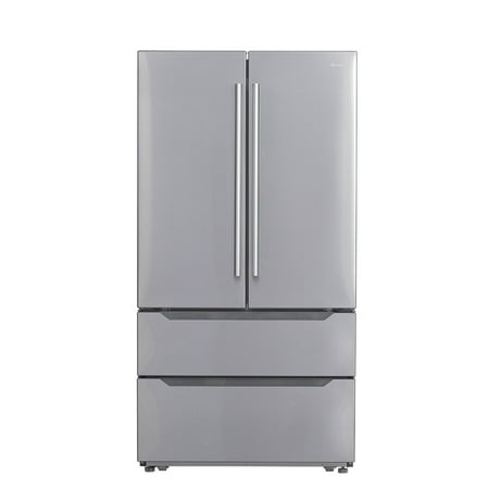 SMAD 22.5 Cu ft Counter Depth French Door Refrigerator, Automatic Ice Maker Stainless-Steel 4-Door