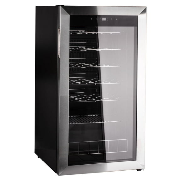 SMAD 28 Bottles Compressor Wine Coolers Stainless Steel Door No Frost Fridges Freestanding 110V 3.1 Cu ft