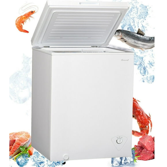 SMAD 5 Cu ft Chest Freezer with Removable Baskets Free-Standing Top Open Door Deep Freezer, White
