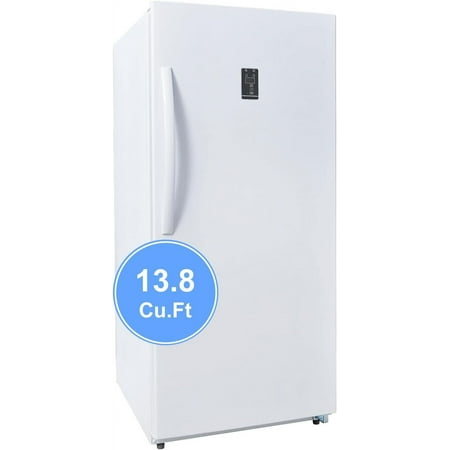 SMAD Convertible Single Door 13.8 Cu ft Upright Freezer Refrigerator with Rolling Wheels, White