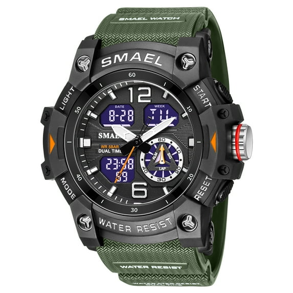 SMAEL 8007 Sports Men Watches Top Brand Luxury Military Alarm Quartz Watch Men Waterproof Digital Dual Time Display Clock For Male
