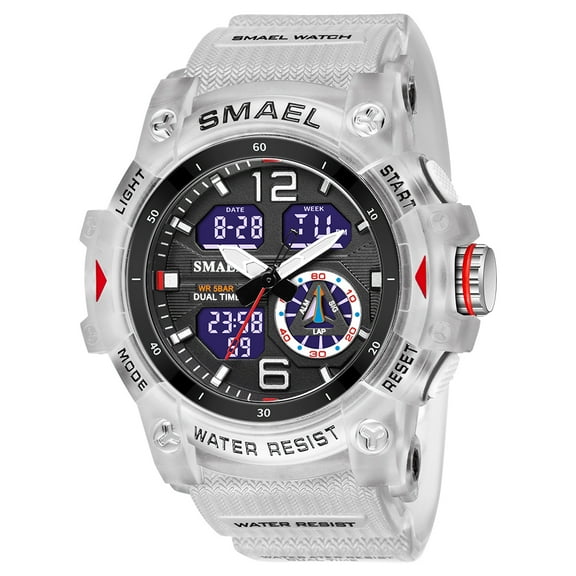 SMAEL 8007 Sports Men Watches Top Brand Luxury Military Alarm Quartz Watch Men Waterproof Digital Dual Time Display Clock For Male