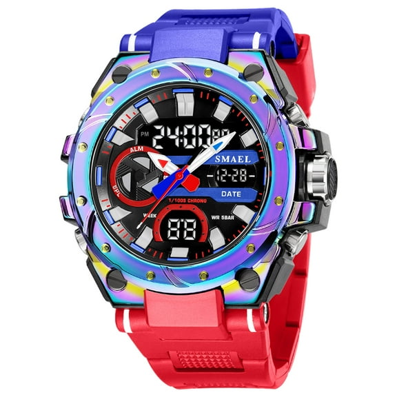 SMAEL 8029 Fashion Dual Display Sport Wristwatch 30M Waterproof Date Electronic LED Light Men's Stopwatch