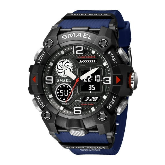 SMAEL 8055 Fashion Sports Watch Men Military Digital Quartz Dual Display Waterproof Wristwatches