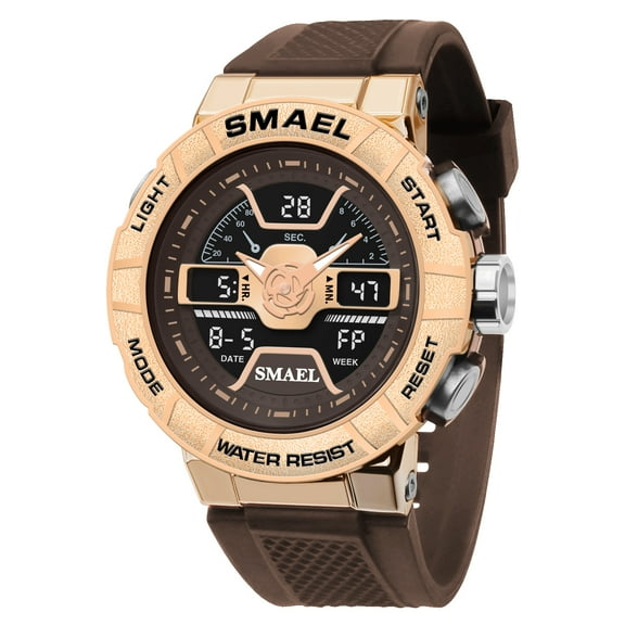 SMAEL 8067 Quartz Digit Watch Men Military Waterproof Stopwatch Fashion Back Light Male LED Analog Dual Display Wristwatch