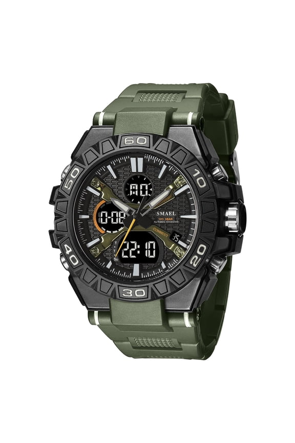 8071 New Sports Men Watch Luxury Multi-function Dual Display Digit Quartz Clock Military Male Waterproof Alarm LED Wristwatches