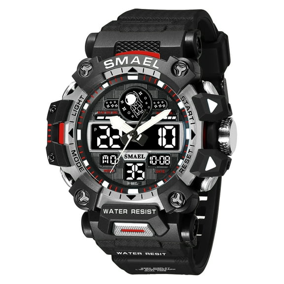 SMAEL 8078 New Men Sports Watch Military Waterproof Electronics Quartz Wristwatch Luxury Male Dual Display Led Light Digital Watch