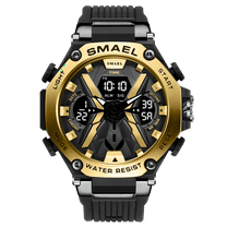 SMAEL Alloy Dial Quartz Digital Watch Men Military Waterproof Dual Display Backlight Outdoor Sports Stopwatch