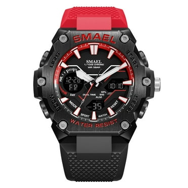SMAEL Dual Time Multifunction Wristwatches Men Alloy Case Analog Quartz Waterproof Watches Male Sports Stopwatch Youth Student