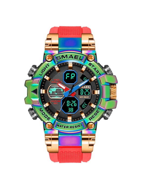 Men Watches 8027 Sport Waterproof Military Watch Analog Digital Alloy Watch Colorful Case for Men