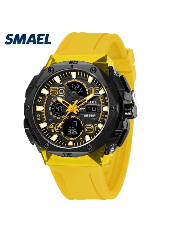Men's Sports Watch Waterproof Silicone Dual Display Wristwatch Electronic Watch