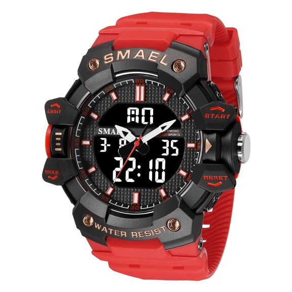 SMAEL Men's Watches Luxury Waterproof Dual Display Digital Wristwatch Stopwatch Military Quartz Wristwatches Male