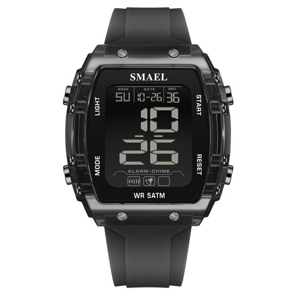 SMAEL Outdoor Sports Watches Fashion Leisure Men Watches 5ATM Waterproof Rectangle 8108 LCD Display Digital Student Wristwatches