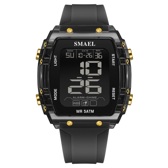 SMAEL Outdoor Sports Watches Fashion Leisure Men Watches 5ATM Waterproof Rectangle 8108 LCD Display Digital Student Wristwatches