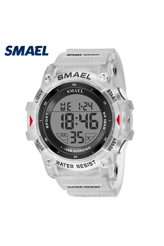 Round Men Tactical Digital Watch 5ATM Waterproof TPU Strap Digital Sports Watch